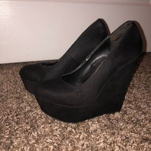 Black suede wedges